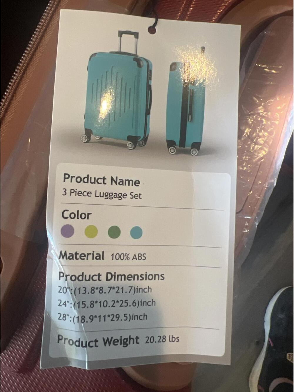 3 Piece Luggage Set - Stylish and Durable ABS Material -Black - Picture 2 of 5
